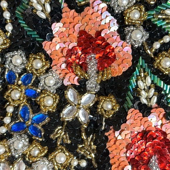 Eminent Vintage 80’s Embellished Sweater Black Sparkly Floral Sequins‎ & Beads - Picture 4 of 11